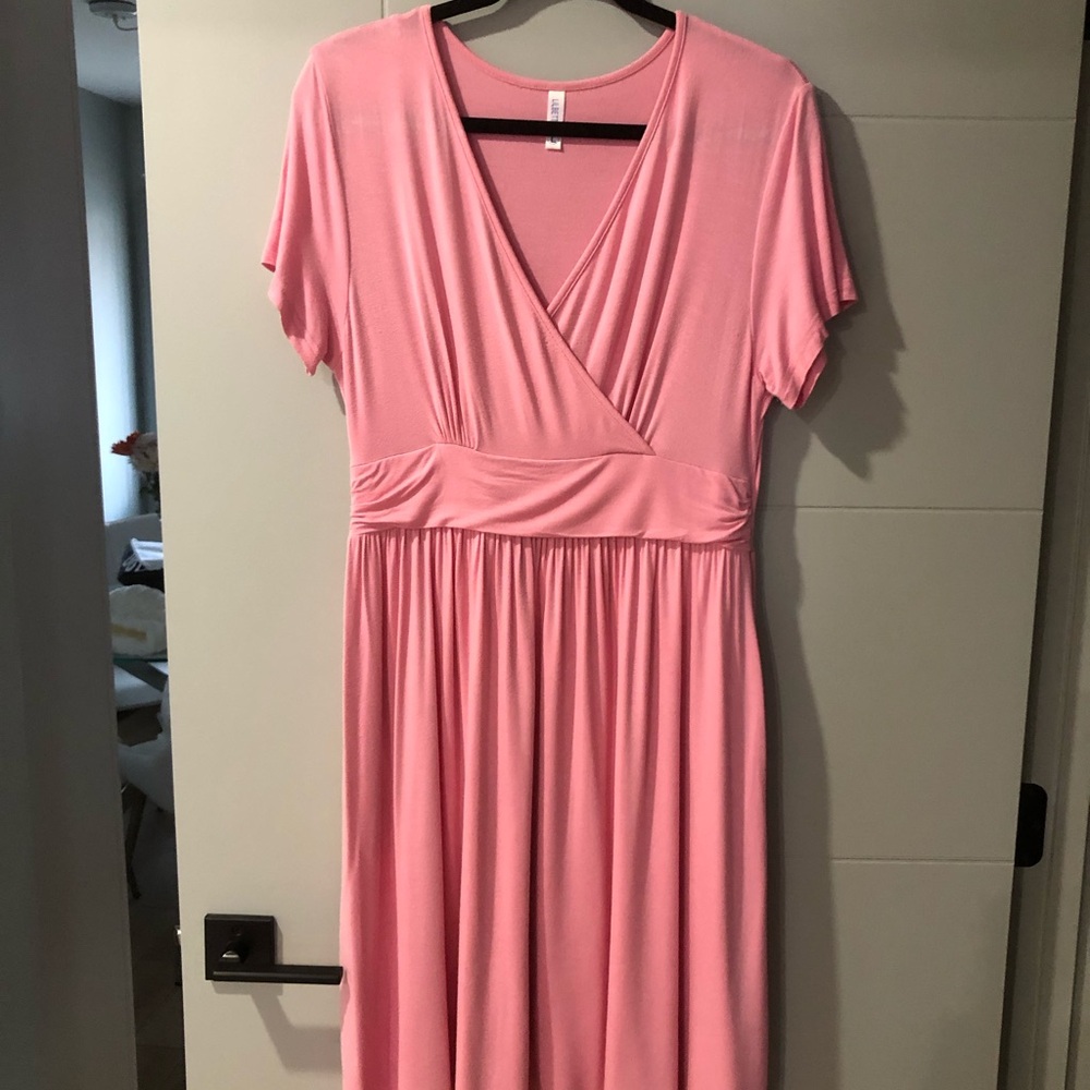 Chic Pink Midi Wrap Dress
